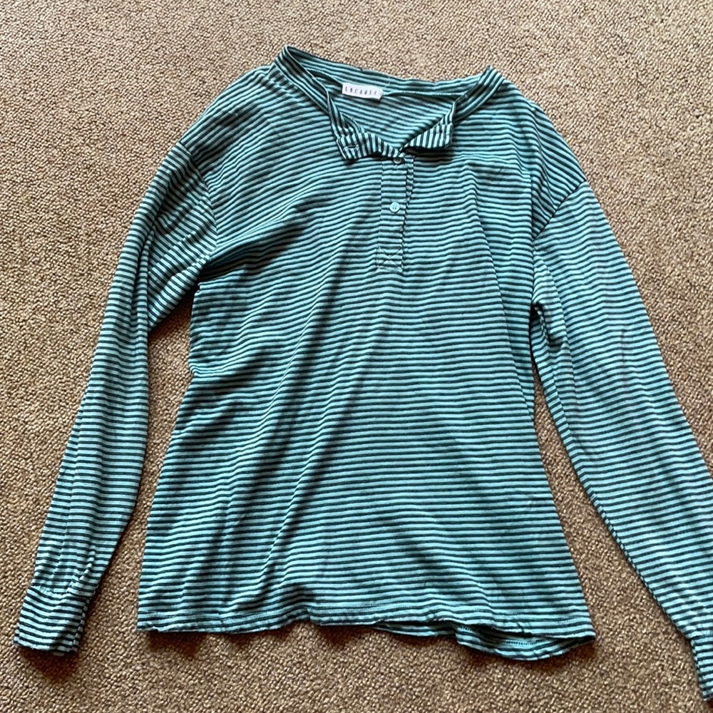 LACAUSA Striped button down top